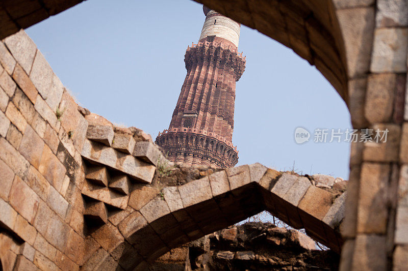 德里qutub minar建筑群的废墟